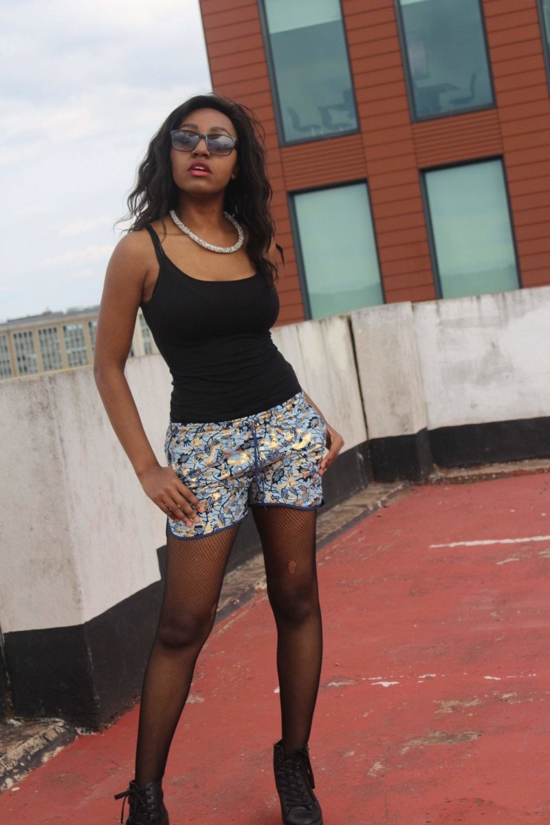 African Print Shorts in Blue Gold Ankara Print - Festival Shorts– The  Continent Clothing
