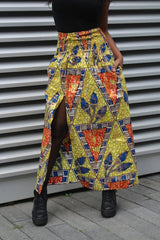 African Print Skirt in Gold Ankara Print - Festival Skirt - Continent Clothing 