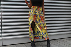 African Print Skirt in Gold Ankara Print - Festival Skirt - Continent Clothing 