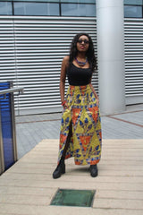 African Print Skirt in Gold Ankara Print - Festival Skirt - Continent Clothing 