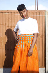 African Print Skirt in Orange Ankara Print - Festival Skirt - Continent Clothing 