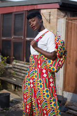 African Print Skirt in Orange Kente Print - Festival Skirt - Continent Clothing 