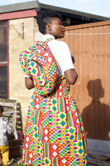 African Print Skirt in Orange Kente Print - Festival Skirt - Continent Clothing 