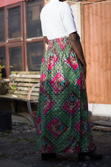 African Print Skirt in Purple Ankara Print - Festival Skirt - Continent Clothing 