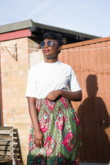 African Print Skirt in Purple Ankara Print - Festival Skirt - Continent Clothing 