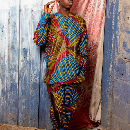 Abbinamento abito africano in rosso Samakaka