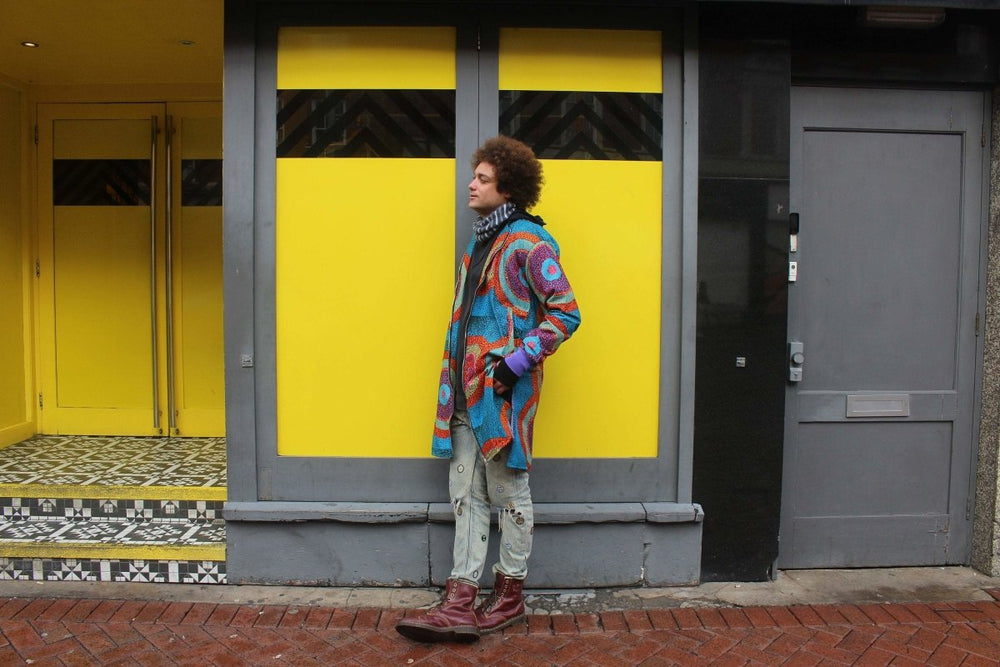African Print Trench Coat in Blue Ankara Print - Continent Clothing 