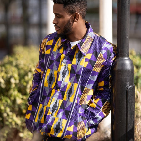 Hooded Jacket In Mud Cloth