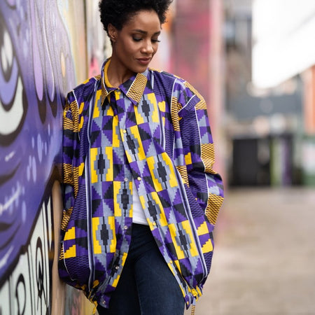 Giacca Africana Con Cappuccio In Sumakaka Rosso Elettrico