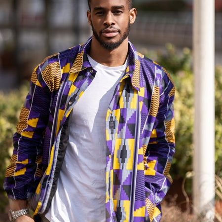 Hooded Jacket In Mud Cloth