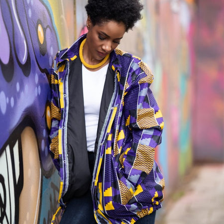 Giacca Africana Con Cappuccio In Sumakaka Rosso Elettrico