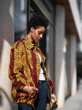 Afrikanische Kapuzenjacke In Elektrischen roten Sumakaka