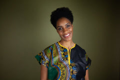 African Shift Dress In Black Dashiki - Continent Clothing 