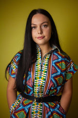 African Shirt Dress In Blue Kente - The Continent Clothing