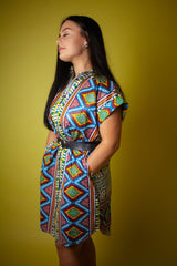African Shirt Dress In Blue Kente - The Continent Clothing