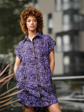 Afrikanische Shirt Kleid In lila