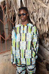 African Shirt In Blue Kente - The Continent Clothing