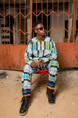 African Shirt In Blue Kente - The Continent Clothing