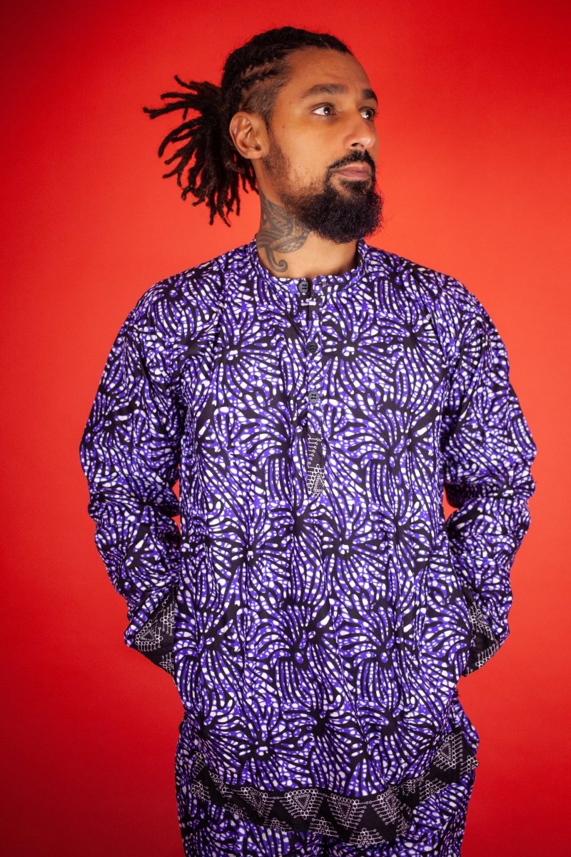 African Shirt in Chilled Purple - Continent Clothing 