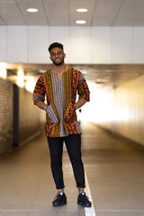 African Shirt in Earthy Mud Cloth - The Continent Clothing