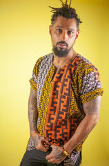 African Shirt in Earthy Mud Cloth - The Continent Clothing