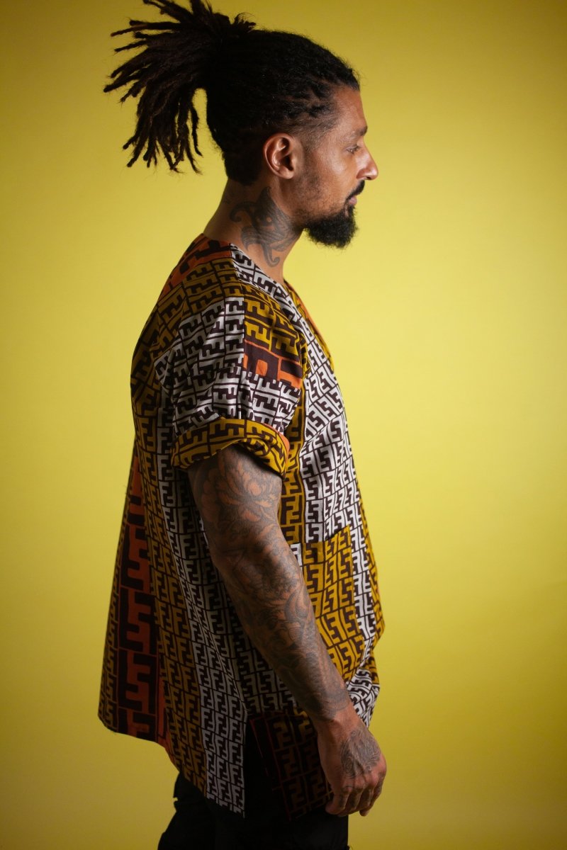 African Shirt in Earthy Mud Cloth - The Continent Clothing