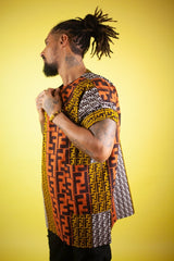 African Shirt in Earthy Mud Cloth - The Continent Clothing