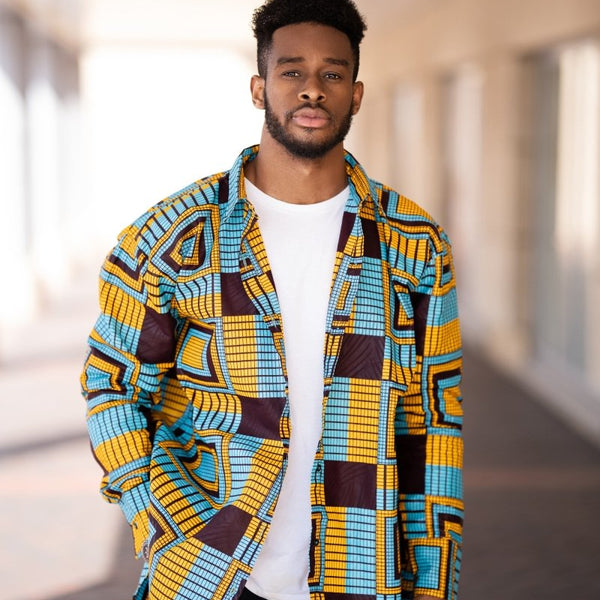 African Jacket In Electric Blue Kente / Continent Clothing– The