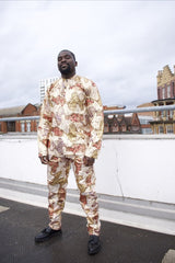 African Shirt in Gold Ankara Print - Festival Shirt - Continent Clothing 