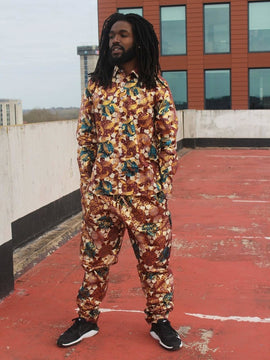 Camisa africana con estampado Ankara rojo dorado - Ropa de fiesta