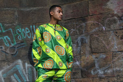 African Shirt in Green Ankara Print - Festival Clothing - Continent Clothing 