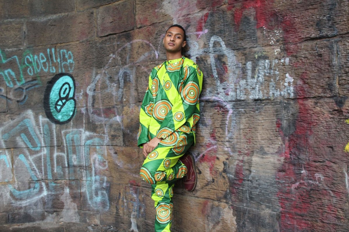 African Shirt in Green Ankara Print - Festival Clothing - Continent Clothing 
