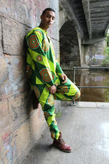 African Shirt in Green Ankara Print - Festival Clothing - Continent Clothing 