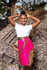 African Skirt in Electric Pink Dashiki - The Continent Clothing