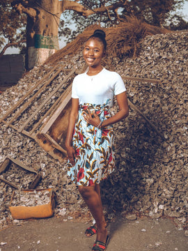 African Skirt In Red Flower
