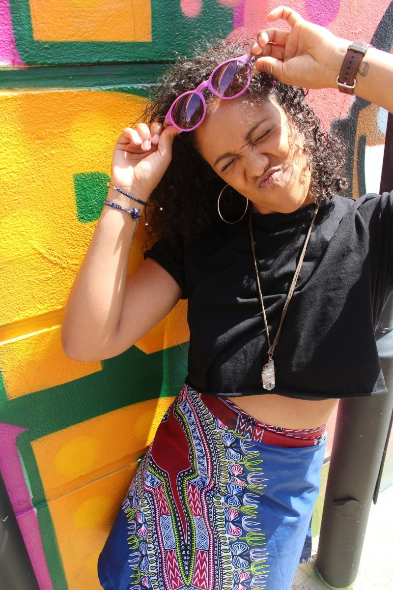 African Skirt, Wrap Skirt in Blue Dashiki Print - Beach Skirt - Continent Clothing 