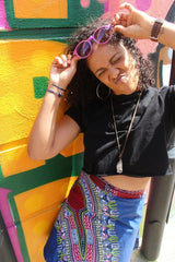 African Skirt, Wrap Skirt in Blue Dashiki Print - Beach Skirt - Continent Clothing 