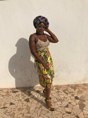 African Skirt, Wrap Skirt in Gold Ankara Print - Beach Skirt - Continent Clothing 
