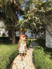 African Skirt, Wrap Skirt in Gold Ankara Print - Beach Skirt - Continent Clothing 