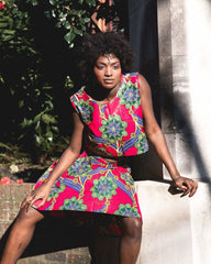 African Skirt, Wrap Skirt in Pink Ankara Print - Beach Skirt - Continent Clothing 