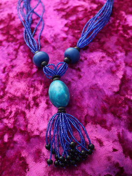 Afrikanische Statement-Kette mit Masai-Perlenstickerei