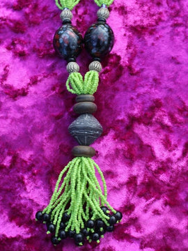 Afrikanische Statement Halskette mit Masai Perlenarbeit