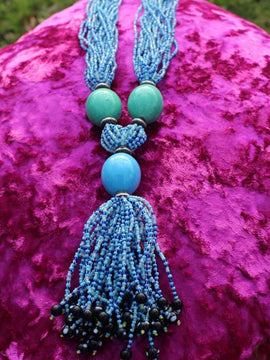 Afrikanische Statement-Kette mit Masai-Perlenstickerei