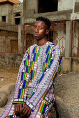 African Suit In White Kente - The Continent Clothing