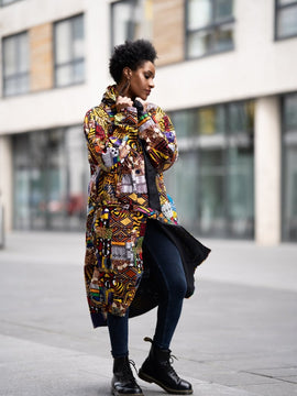 Parka africana en azul Ankara Imprimir