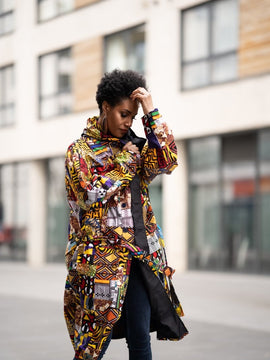 Parka africana en azul Ankara Imprimir