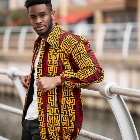 Hooded Jacket In Mud Cloth