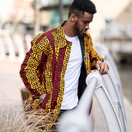 Hooded Jacket In Mud Cloth