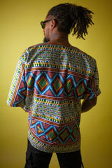 African T-Shirt in Blue Kente - The Continent Clothing