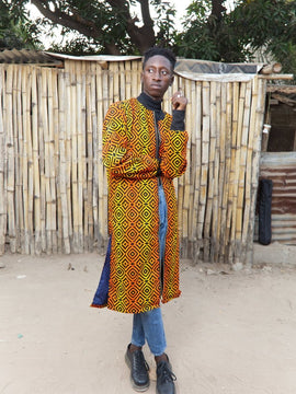 Abrigo africano en verde Ankara impresión- Festival Ropa